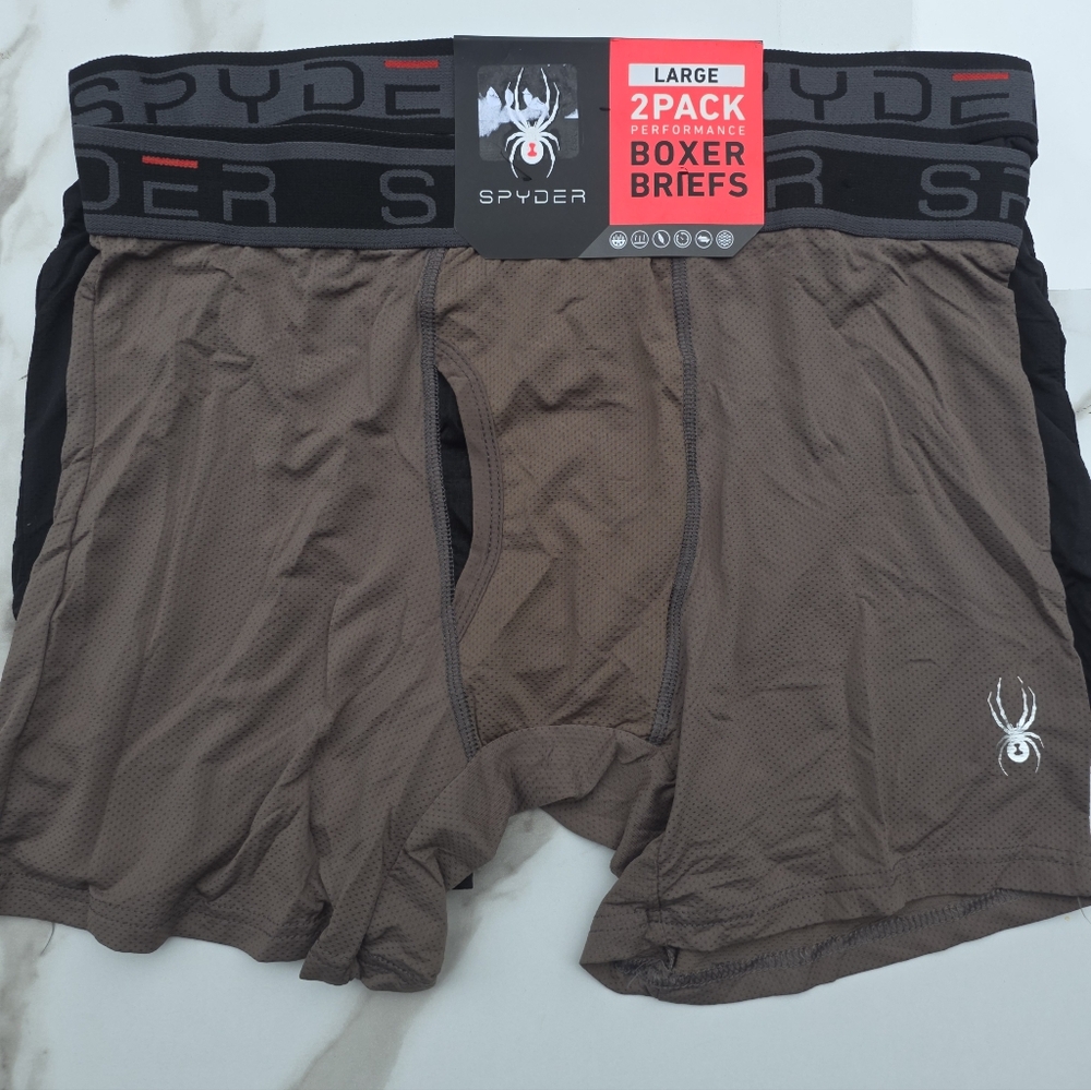 Men's Spyder Performance Mesh Boxer Briefs 2 Pack Large Nylon